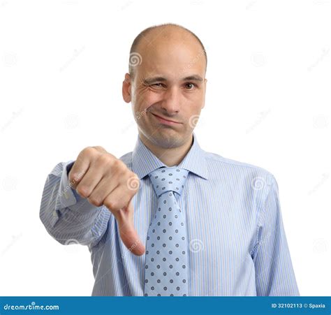 Disappointed Businessman Showing Thumb Down Sign Stock Image Image Of