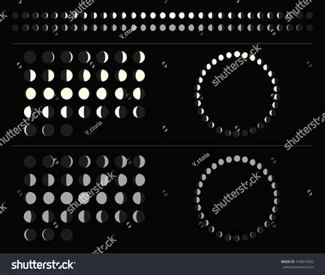 Set Moon Phases Schemes Circle Line Stock Vector 478810432 Shutterstock