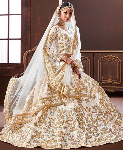 Buy White Pure Silk Indian Wedding Lehenga In Uk Usa And Canada