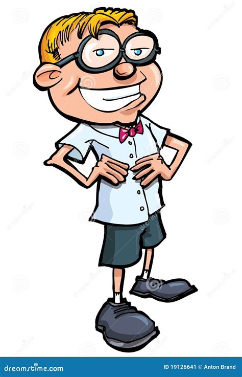 Cartoon Nerd Holding A Tablet Computer Royalty Free Stock Image