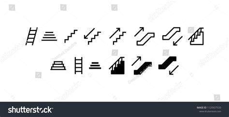 Stairs Icon Set Success Staircase Stairs Stairway Step Stair
