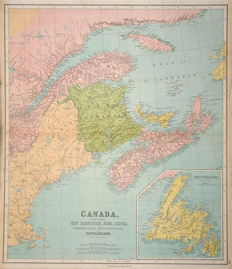 Old And Antique Prints And Maps Canada Eastern Large Map 1864