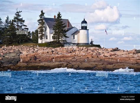 Winter Harbor Lighthouse On Mark Island Near Winter Harbor Maine