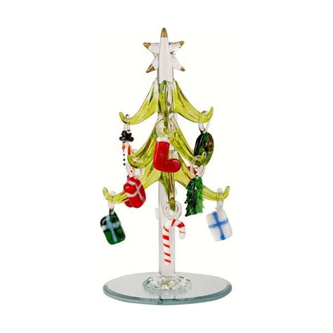 Mini Glass Christmas Tree W Ornaments Happy Holidayware Glass Christmas Tree Christmas Tree