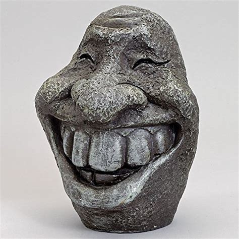 Big Stone Smiley Face Polyresin Garden Statue Ornament 8inch Indoor