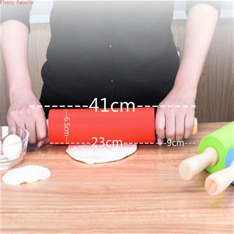 41cm Large Size Rolling Pin Silicone Solid Wood Handle Roller Kitichen