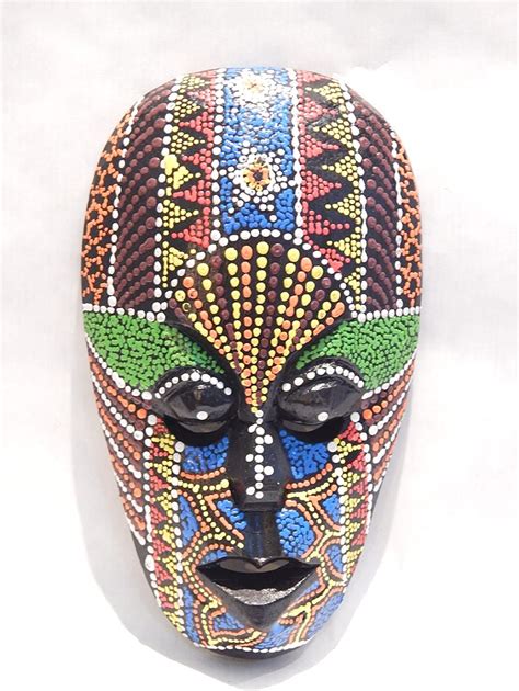 Wooden African Mask Tiki Mask Tribal Hand Carved And Hand
