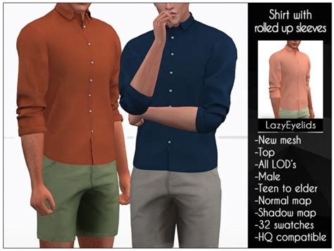 Shirt With Rolled Up Sleeves At Lazyeyelids Sims 4 Updates