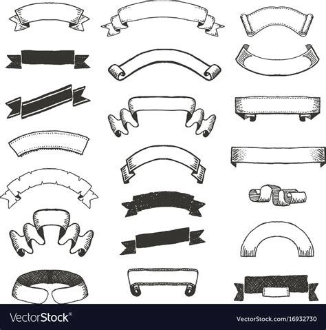 Hand Drawn Vintage Banners And Ribbons Royalty Free Vector