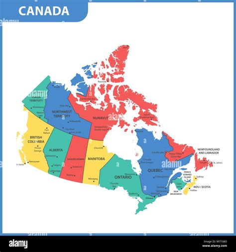 The Detailed Map Of The Canada With Regions Or States And Cities