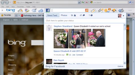 Bings Toolbar Gets Facebook Face Lift Cnet
