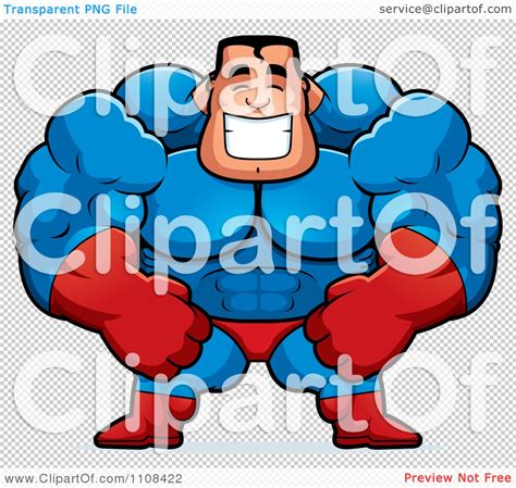 Clipart Happy Buff Super Hero Guy Royalty Free Vector Illustration By