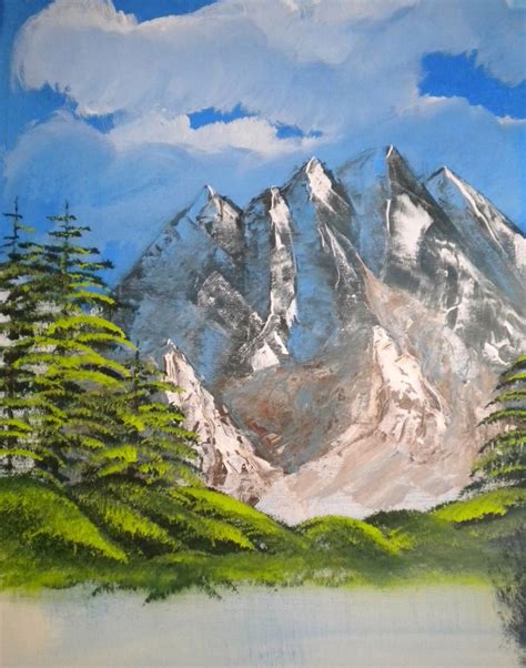 Image Acrylmalerei Berge Landschaft Baum Von Elke P