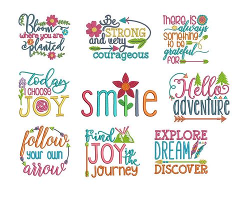 Inspired Sayings Set 1 Machine Embroidery Embroidery Designs