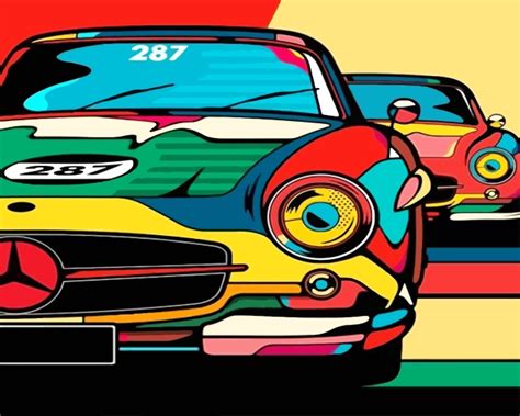 Colorful Race Cars Paint By Numbers Paint By Numbers For Adult