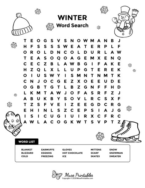 Printable Winter Word Search Artofit