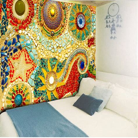 Tissu indien | Tenture murale, tapis mural, Tissu couverture Hippie