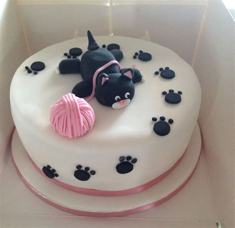 Belated Cat Birthday Cake Födelsedagskalas Bakning Tårta