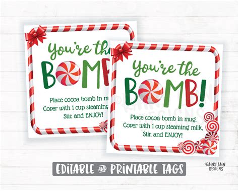 Printable Cocoa Bomb Tags Free
