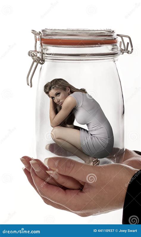 Woman Trapped In Bottle Royalty Free Stock Photography CartoonDealer