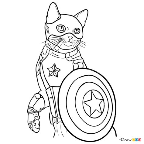 How To Draw Captain Americat Cats Superheroes