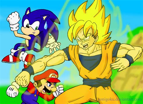 Mario And Sonic Vs Son Goku By Sonigoku On Deviantart
