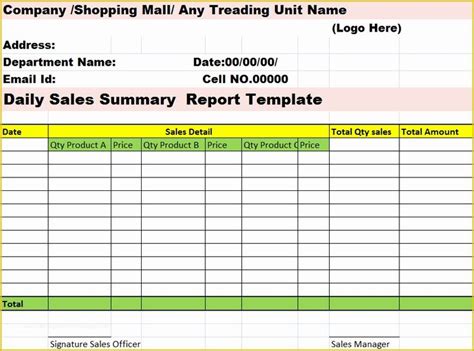 Free Daily Sales Report Excel Template Professional Templates Vrogue