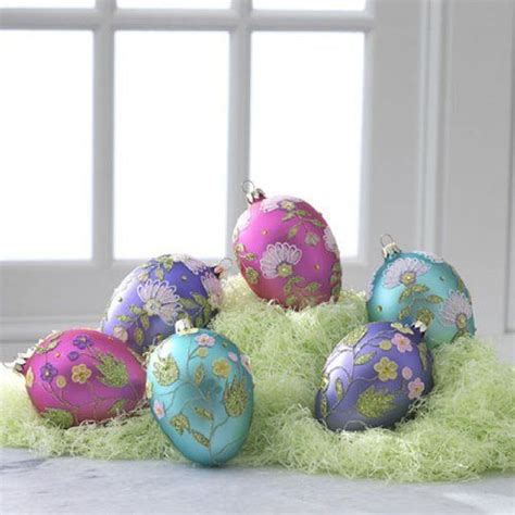 Raz Imports 5 Glittered Glass Easter Egg Ornaments Easter Egg