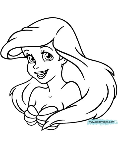 Princess Ariel Face Drawing Sketch Coloring Page
