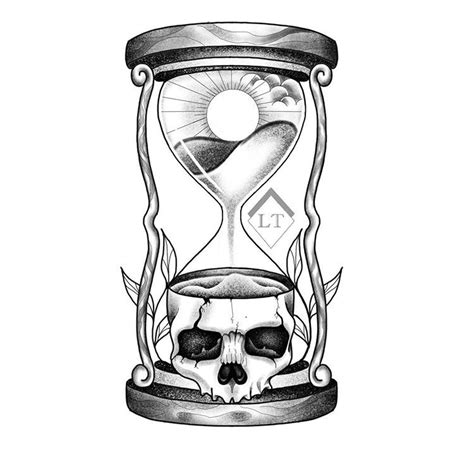 Tattoo Design Hourglass Skull