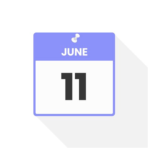 June 11 Calendar Icon Date Month Calendar Icon Vector Illustration