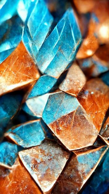 Premium Photo Abstract Blue Crystal Macro Background With Coppery