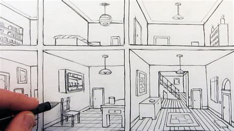 Room Draw Room Sketch Drawn Hand Interior Shutterstock Portfolio