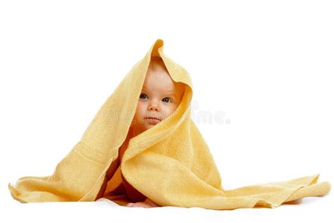 Baby In Yellow Towel Stock Photo Image Of Girl Child 85275206