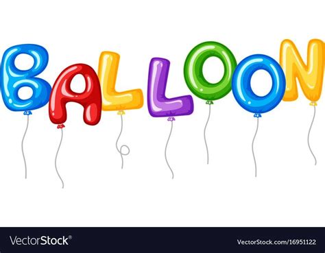 Word Balloon With Colorful Full Balloons Flying Vector Image On