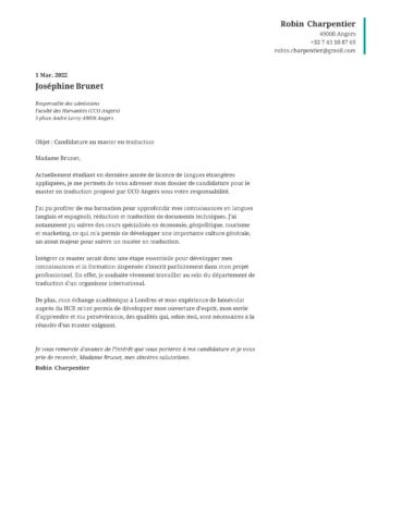 Lettre de motivation pour luniversité licence master OnlineCV