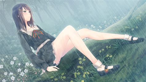 Black Eyes Brown Hair Flowers Flowers Game Game Cg Innocent Grey