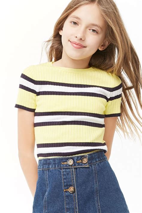 Girls Multicolor Striped Top Kids Tween Outfits Girls Fashion