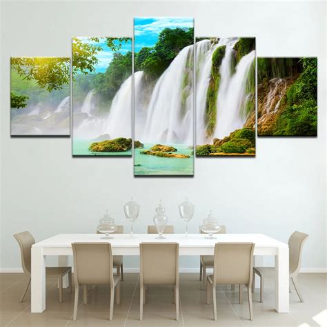 5 Piecessets Of Wall Art Pictures Scenic Waterfall Trees Canvas