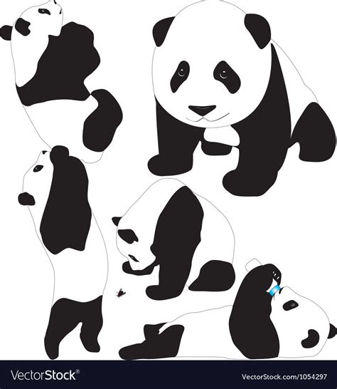 Panda Babies Silhouettes Royalty Free Vector Image