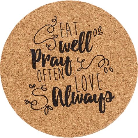 Precious Moments Bountiful Blessings Eat Well Pray Often Love Always Cork Coasters 4 Piece Set