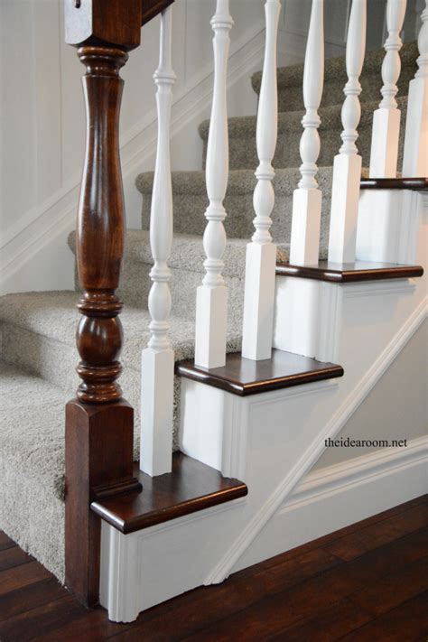 How To Stain An Oak Banister Stair Railing Makeover Banister Remodel
