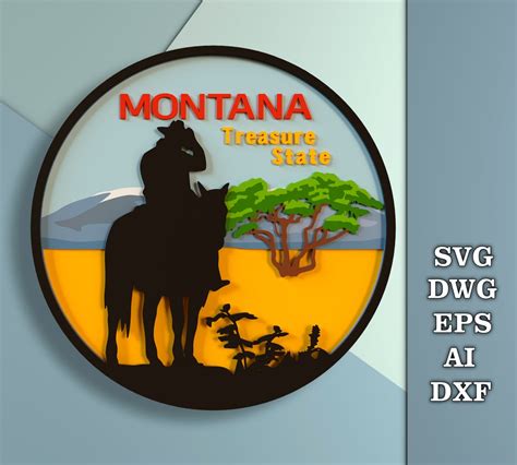 Montana Treasure State States Of America Svg Montana Round Etsy