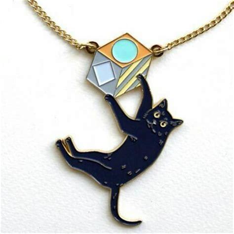 Enamel Black Cat Pendant Necklace Cat Lover Necklace Cat Pendant Necklace Cat Pendants