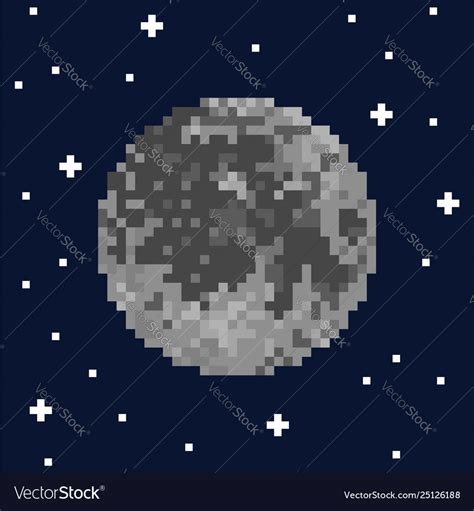 Pixel Art Moon And Stars Royalty Free Vector Image