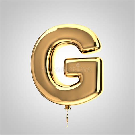 Shiny Metallic Gold Balloon Letter G Uppercase Isolated On White
