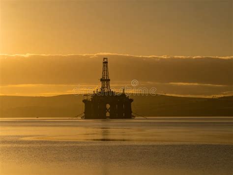 Stacked Semi Submersible Oil Rig At Cromarty Firth In Invergordon