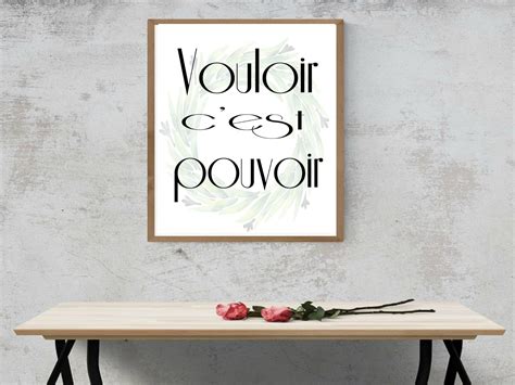 Vouloir c'est pouvoir| French Motivational Quote|French Prints|french decor|French Quote|French ...