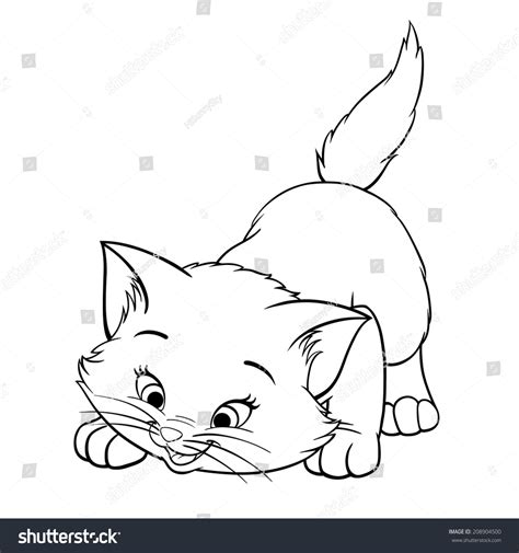 Vector Kitten Playing Cartoon Cute Happy Stock Vector