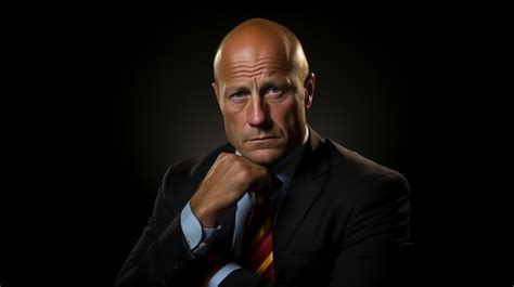 Premium Photo A Bald Boss Dressed In A Jacket And Tie Who Demonstrates Power